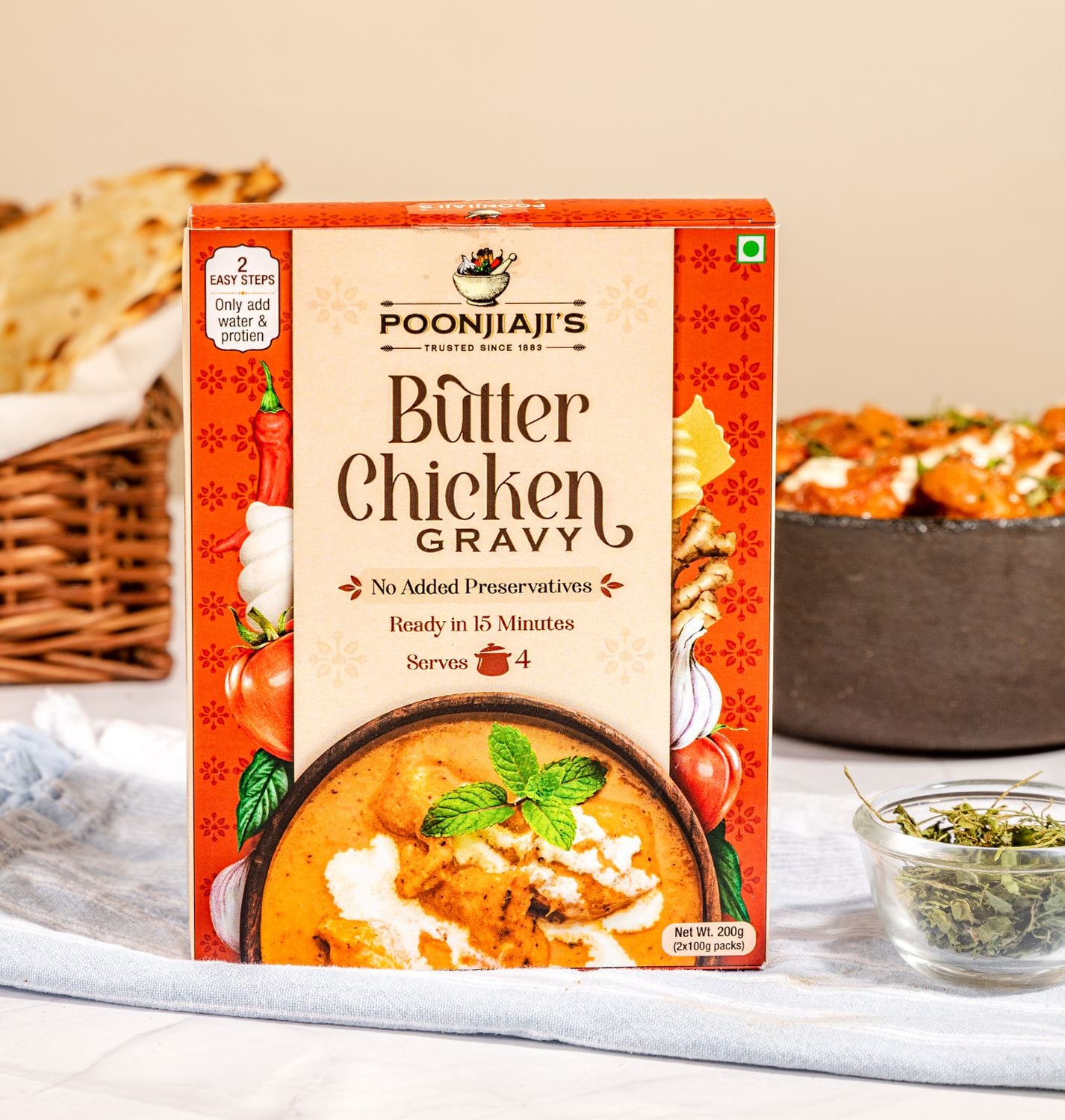 Poonjiaji's Butter Chicken Gravy (200g) Authentic Indian Delight