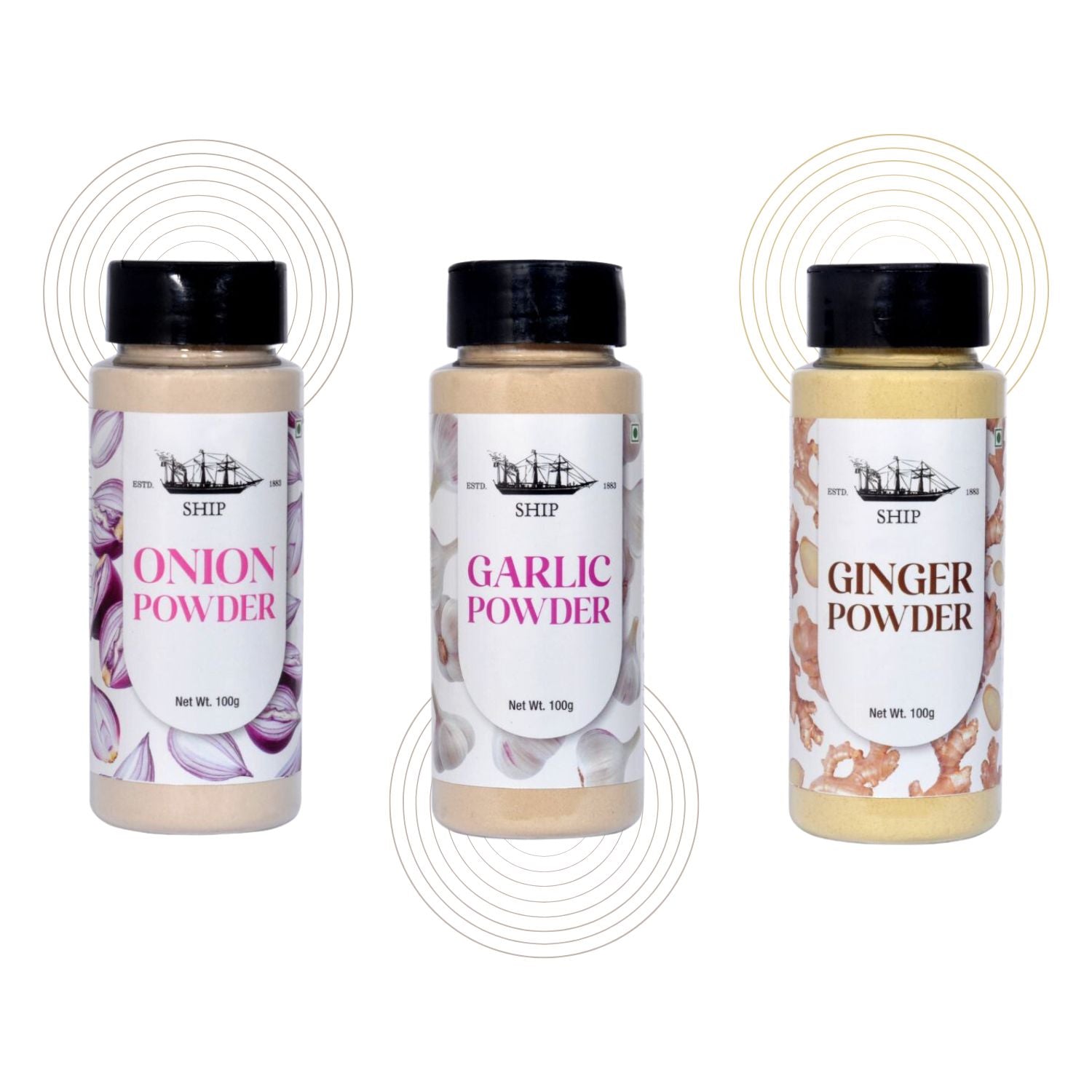Combo of 3 Onion Powder, Garlic Powder & Ginger Powder